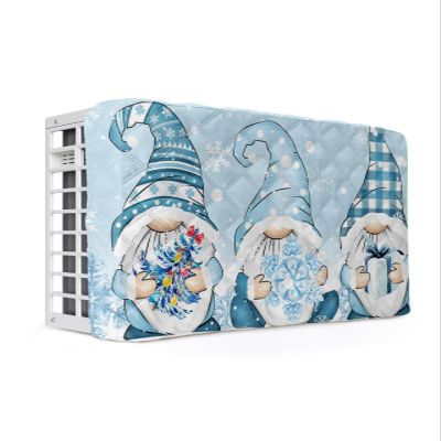 Falaniique Christmas Indoor Air Conditioner Cover for Window Units, Double Insulation Adjustable Waterproof Indoor AC Cover with Elastic Straps Blue Gnomes Winter Snowflake 17'' x 13'' x 3.5''
