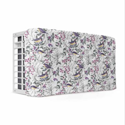 Floral Plant Indoor Air Conditioner Cover for Window Units, Double Insulation Adjustable Waterproof Indoor AC Cover with Elastic Straps Wildflower Leaves Botanical Herbs 21'' x 15'' x 3.5''