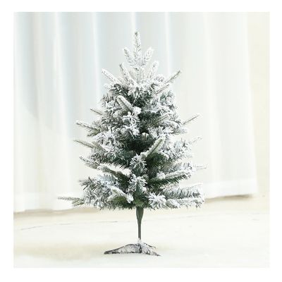 Green Pine Bushy Artificial Christmas Tree, White Artificial Christmas Tree, Realistic Full Xmas Pine Tree with Metal Stand, X-mas Traditional Decorations for Living Room, Doorway and Shop