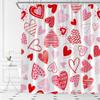 ASVEAS Valentine's Day Shower Curtain Heart Stripes Romantic Love Couple Gifts Creative Modern Fashion Fabric Bathroom Decor Set with Hooks(59" Wx70 H) view 1