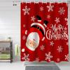 Vandarllin Red Merry Christmas Shower Curtain, Funny Hanging Santa Shower Curtains Set with Hooks, Snow Winter Holiday Waterproof Fabric Bathroom Curtains Decor Home Accessories,Stall 48 X 72 Inch view 2