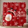 Vandarllin Red Merry Christmas Shower Curtain, Funny Hanging Santa Shower Curtains Set with Hooks, Snow Winter Holiday Waterproof Fabric Bathroom Curtains Decor Home Accessories,Stall 48 X 72 Inch view 4