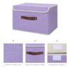 ANMINY Storage Bin with Lid Storage Boxes with PU Leather Handles PP Plastic Board Decorative Foldable Lidded Cotton Linen Fabric Home Cubes Baskets Closet Organizer Container - Purple, Large Size view 3
