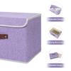 ANMINY Storage Bin with Lid Storage Boxes with PU Leather Handles PP Plastic Board Decorative Foldable Lidded Cotton Linen Fabric Home Cubes Baskets Closet Organizer Container - Purple, Large Size view 4