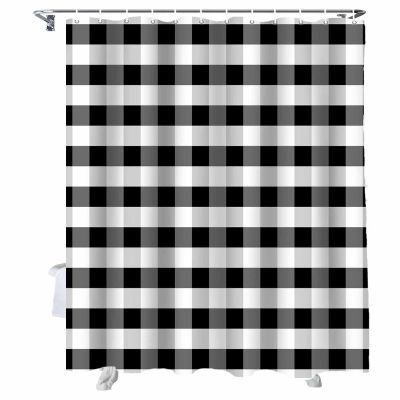 Vandarllin Rustic Black White Buffalo Check Plaid Pattern Shower Curtain, Farmhouse Shower Curtains Set with Hooks, Waterproof Fabric Bathroom Curtains Decor Home Accessories,Stall 36 X 72 Inch