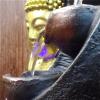 Tabletop Fountain Lotus Base Buddha Statue Resin Water Running Fountain Figurines FengShui Ornament Indoor Waterscape Crafts Gardend and Home Decor Water Fountain Decor view 3