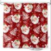 Red Christmas Shower Curtain, Santa Claus Merry Christmas Tree Shower Curtains Set with Hooks, Winter Snowflake Waterproof Fabric Bathroom Curtains Decor Home Accessories,Stall 48 X 72 Inch view 1