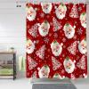 Red Christmas Shower Curtain, Santa Claus Merry Christmas Tree Shower Curtains Set with Hooks, Winter Snowflake Waterproof Fabric Bathroom Curtains Decor Home Accessories,Stall 48 X 72 Inch view 2