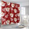 Red Christmas Shower Curtain, Santa Claus Merry Christmas Tree Shower Curtains Set with Hooks, Winter Snowflake Waterproof Fabric Bathroom Curtains Decor Home Accessories,Stall 48 X 72 Inch view 3