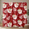 Red Christmas Shower Curtain, Santa Claus Merry Christmas Tree Shower Curtains Set with Hooks, Winter Snowflake Waterproof Fabric Bathroom Curtains Decor Home Accessories,Stall 48 X 72 Inch view 4