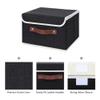 ANMINY Storage Bin with Lid Storage Boxes with PU Leather Handles PP Plastic Board Decorative Foldable Lidded Cotton Linen Fabric Home Cubes Baskets Closet Organizer Container - Black, Small Size view 3