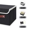 ANMINY Storage Bin with Lid Storage Boxes with PU Leather Handles PP Plastic Board Decorative Foldable Lidded Cotton Linen Fabric Home Cubes Baskets Closet Organizer Container - Black, Small Size view 4