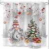 Vandarllin Christmas Gnome Shower Curtain, Winter Merry Christmas Tree Balls Shower Curtains Set with Hooks, Grey Waterproof Fabric Bathroom Curtains Decor Home Accessories,Stall 36 X 72 Inch view 1