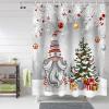 Vandarllin Christmas Gnome Shower Curtain, Winter Merry Christmas Tree Balls Shower Curtains Set with Hooks, Grey Waterproof Fabric Bathroom Curtains Decor Home Accessories,Stall 36 X 72 Inch view 2