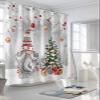Vandarllin Christmas Gnome Shower Curtain, Winter Merry Christmas Tree Balls Shower Curtains Set with Hooks, Grey Waterproof Fabric Bathroom Curtains Decor Home Accessories,Stall 36 X 72 Inch view 3