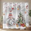 Vandarllin Christmas Gnome Shower Curtain, Winter Merry Christmas Tree Balls Shower Curtains Set with Hooks, Grey Waterproof Fabric Bathroom Curtains Decor Home Accessories,Stall 36 X 72 Inch view 4