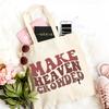 TSIIUO Women's Make Heaven Crowded Jesus Canvas Tote Bag Christian Faith Verse Grocery Shopping Bag Religious Gifts White view 3