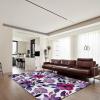 Nordic Retro Exquisite Purple Rose Area Rug, White Purple Flowers Print Carpet, Indoor Non-Slip Kids Rugs, Machine Washable Breathable Durable Carpet for Front Entrance Floor Decor(3.2x5ft view 4