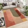 Colorful Geometric Area Rug, Retro Pink Orange Print Carpet, Machine Washable Breathable Durable Kids Rugs Indoor Carpet for Bedroom Living Room Classroom Office Kitchen(4x6ft view 3
