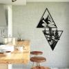 Metal Mountain Wall Art, River Metal Wall Decor With Pine Trees in Forest, triangle mountain wall art, Mountain Scene Metal Wall Art, Nature Wall Art, Living Room Decor, Wall Hangings (Black, 59"x37" | 150x94cm) view 3