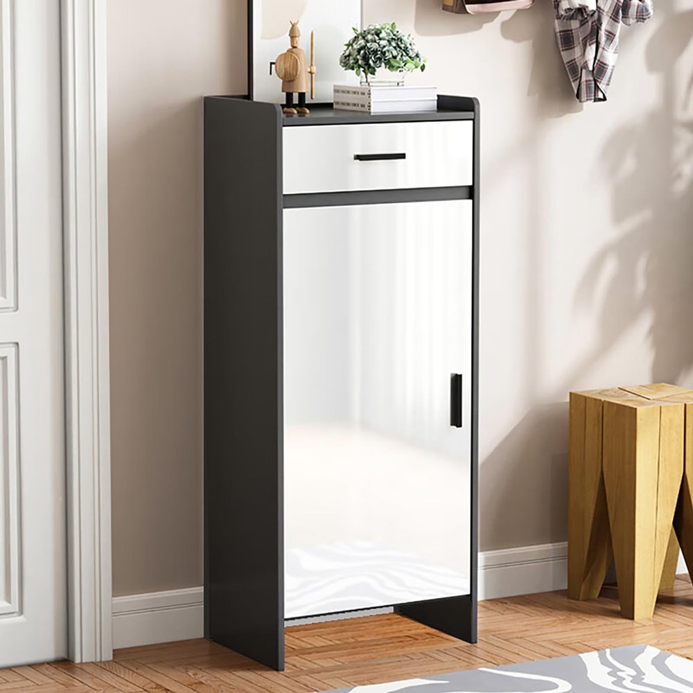 TRAGLO Shoe Storage Cabinet Freestanding Shoe Rack Cupboard with Adjustable Shelves and Single Door for Entryway Living Room 40x32x105cm B