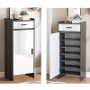 TRAGLO Shoe Storage Cabinet Freestanding Shoe Rack Cupboard with Adjustable Shelves and Single Door for Entryway Living Room 40x32x105cm B view 3