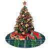 Blue Scottish Tartan Festive Christmas Tree Skirt - Soft and Fluffy White Tree Skirt for,Tree Skirt Christmas Decorations view 2