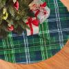 Blue Scottish Tartan Festive Christmas Tree Skirt - Soft and Fluffy White Tree Skirt for,Tree Skirt Christmas Decorations view 3