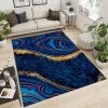 Classic Royal Blue Marble Area Rugs, Luxury Gold Splashed Ink Indoor Non-Slip Kids Rugs, Machine Washable Breathable Durable Carpet for Front Entrance Floor Decor5x6ft view 3