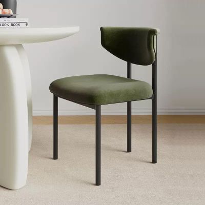 RUANLOV Modern Dining Chairs Set of 1, Curved Backrest Dining Chairs, Frosted Velvet Dining Chairs, Upholstered Kitchen & Dining Room Chairs, Modern Minimalist Restaurant Chair (D)