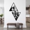 Metal Mountain Wall Art, River Metal Wall Decor With Pine Trees in Forest, triangle mountain wall art, Mountain Scene Metal Wall Art, Nature Wall Art, Living Room Decor, Wall Hangings (White, 43"x27" | 110x69cm) view 3