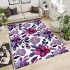 Nordic Retro Exquisite Purple Rose Area Rug, White Purple Flowers Print Carpet, Indoor Non-Slip Kids Rugs, Machine Washable Breathable Durable Carpet for Front Entrance Floor Decor(4x6ft view 3