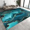 Turquoise Gold Edge Marble Area Rug, Nordic Light Luxury Indoor Non-Slip Kids Rugs, Machine Washable Breathable Durable Carpet for Front Entrance Floor Decor5x6ft view 1