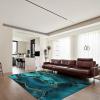 Turquoise Gold Edge Marble Area Rug, Nordic Light Luxury Indoor Non-Slip Kids Rugs, Machine Washable Breathable Durable Carpet for Front Entrance Floor Decor5x6ft view 4