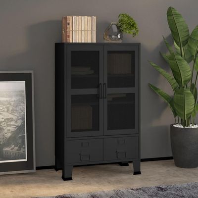 WEMYUFURN Industrial Storage Chest Black 27.6"x15.7"x45.3" Metal, Trunks for Storage, Storage Chest, Organizer for Home Dcor and Organization