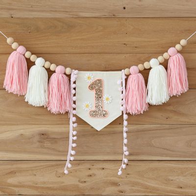 Handmade Boho 1st Birthday High Chair Banner Party Decoration For Girl Baby Shower Wall Hangings Decorative For Kids Bedroom