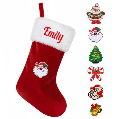 Ulico Personalized Christmas Stocking20 Large Custom Name Family Stockings, Red Velvet with White Soft Plush Cuff Xmas Stocking for Kids,Holiday Stocking for Fireplace Party Decoration(4 Pcs)