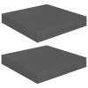 Gecheer Floating Wall Shelves Set of 2, High Gloss Gray Honeycomb MDF with Metal Frame, 9.1 x 9.3 x 1.5 in, for Living Room, Bedroom, Office view 2