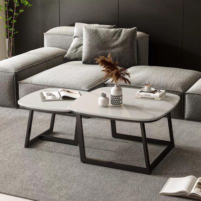 Nesting Coffee Table for Living Room,Coffee Table Set,marble coffee table square,Sofa Side Table,Side End Table for Living Room, Modern Simple Center Table(Black white slate)