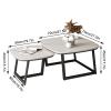 Nesting Coffee Table for Living Room,Coffee Table Set,marble coffee table square,Sofa Side Table,Side End Table for Living Room, Modern Simple Center Table(Black white slate) view 2