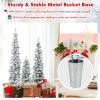Goplus Set of 3 Artificial Snow Flocked Christmas Tree, 3' 4' 5' Slim Pencil Xmas Tree with Silver Metal Buckets, Faux Potted Christmas Trees for Front Porch Entrance Indoor Holiday Office Home Decor view 4