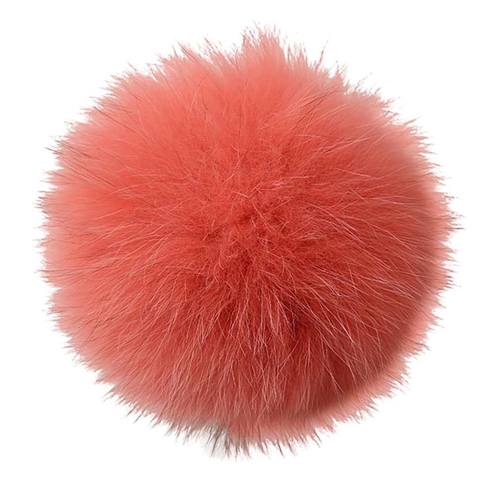 homeemoh Detachable Faux Fur Pom Poms, 5.9" Furry Balls with Snap Fastener, Faux Fur Bobbles for Knitted Hats Scarf Gloves Shoes (Light Orange)