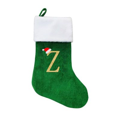 Yiming 88 Monogrammed Christmas Stockings, Family Initial Xmas Stockings, Large Christmas Stockings Letter Stockings for Christmas Holiday Xmas Gift (Z,Green)
