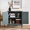 HULALA HOME Antique Accent Cabinet with 2 Doors, Buffet Cabinet with Storage, 2 Shelves Sideboard for Kitchen, Living Room, Blue view 3
