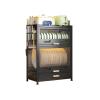 FAQINZYUAN Kitchen Countertop Dish Storage Cabinet with Drawers, 4-Layer Dust-Proof Cabinet for Bottles, Bowls, Console Dining Cupboard (Black) view 1