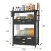 FAQINZYUAN Kitchen Countertop Dish Storage Cabinet with Drawers, 4-Layer Dust-Proof Cabinet for Bottles, Bowls, Console Dining Cupboard (Black) view 3