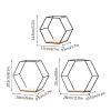 3Pcs Hexagonal Floating Shelves Wall Decor Modern Gold Hexagon Shelves for Wall Decorative Hexagon Metal Wire Storage Shelves Wall Mounted Floating Shelf Display Storage Rack for Bedroom Living(Black) view 3
