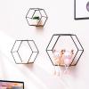 3Pcs Hexagonal Floating Shelves Wall Decor Modern Gold Hexagon Shelves for Wall Decorative Hexagon Metal Wire Storage Shelves Wall Mounted Floating Shelf Display Storage Rack for Bedroom Living(Black) view 4