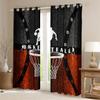 Kids Basketball Blackout Curtains,Basketball Court Geometric Patch Window Drapes for Boys Girls Adults,Ball Sports Gaming Orange Black Bright Window Treatments Grommet Top 2 Panel Set,52Wx63L inch view 2
