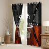 Kids Basketball Blackout Curtains,Basketball Court Geometric Patch Window Drapes for Boys Girls Adults,Ball Sports Gaming Orange Black Bright Window Treatments Grommet Top 2 Panel Set,52Wx63L inch view 3